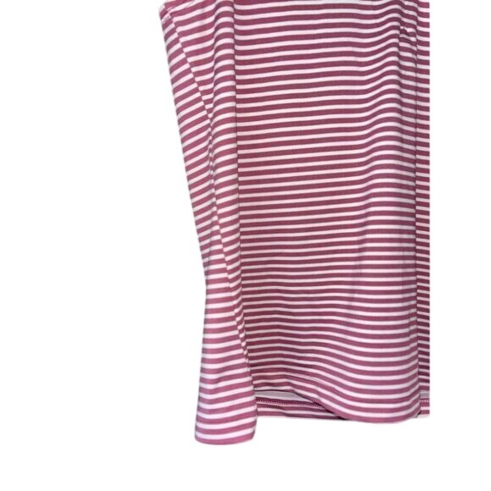 Pink Striped Sleeveless Golf Polo Top UPF50 Moisture Wicking Athletic Shirt A34 - Picture 7 of 8